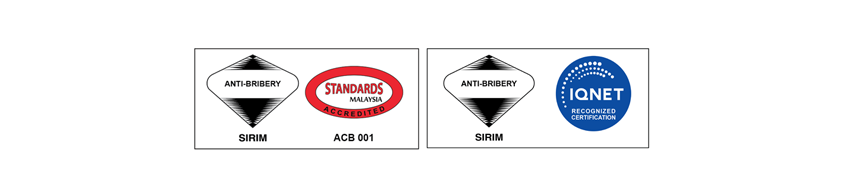 CERTIFIED TO ISO 37001:2016<br>CERT. NO. : ABMS 00365 Image