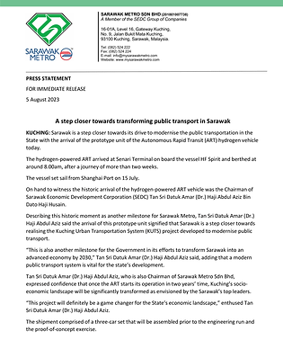 A step closer towards transforming public transport in Sarawak  ​