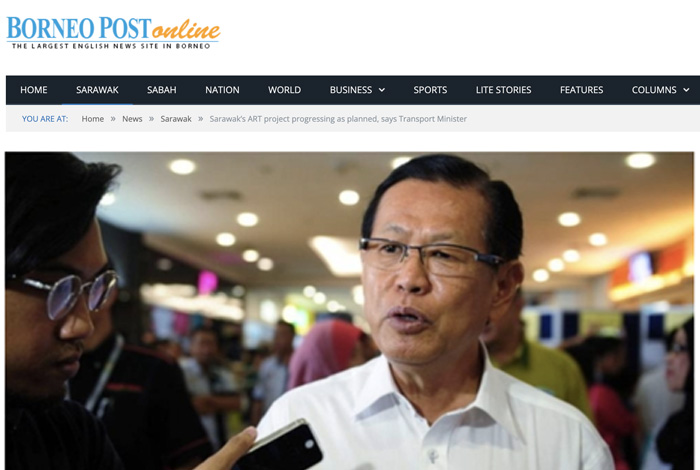 Sarawak’s ART project progressing as planned, says Transport Minister