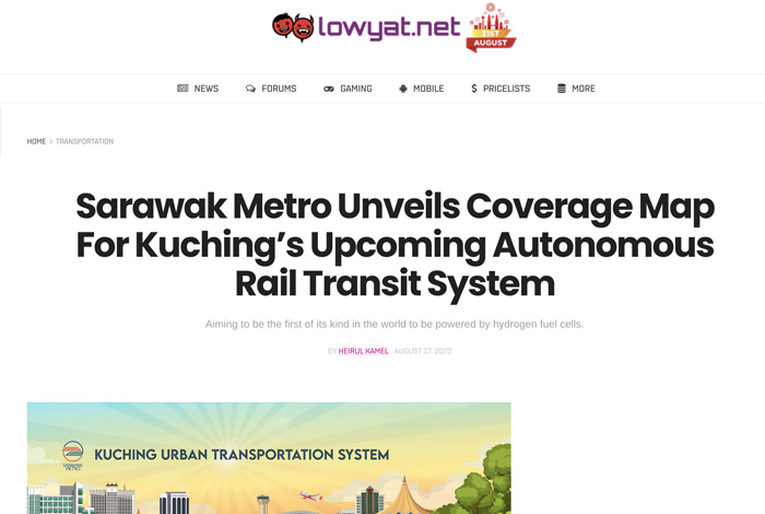Sarawak Metro Unveils Coverage Map for Kuching's Upcoming Autonomous Rail Transit System
