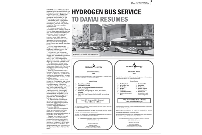  Sarawak Metro  Hydrogen Bus service to  Damai resumes