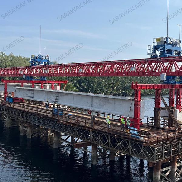 Multiple girders have been successfully installed in recent weeks as construction of the dedicated ART bridge across Sungai Kuap steadily progresses. 